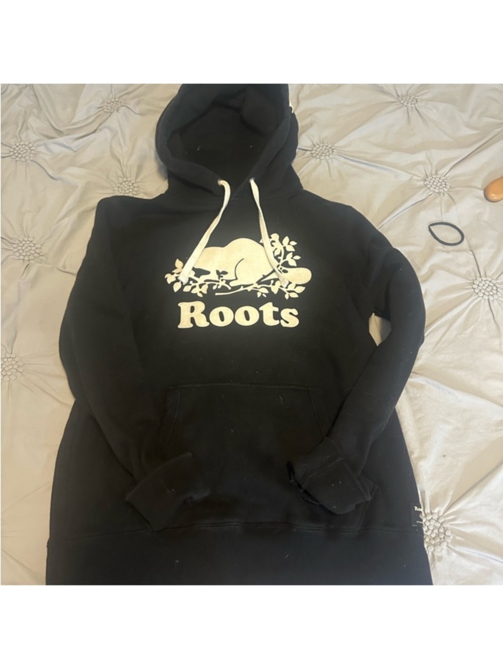Roots Black Hoodie with Cream Beaver Logo